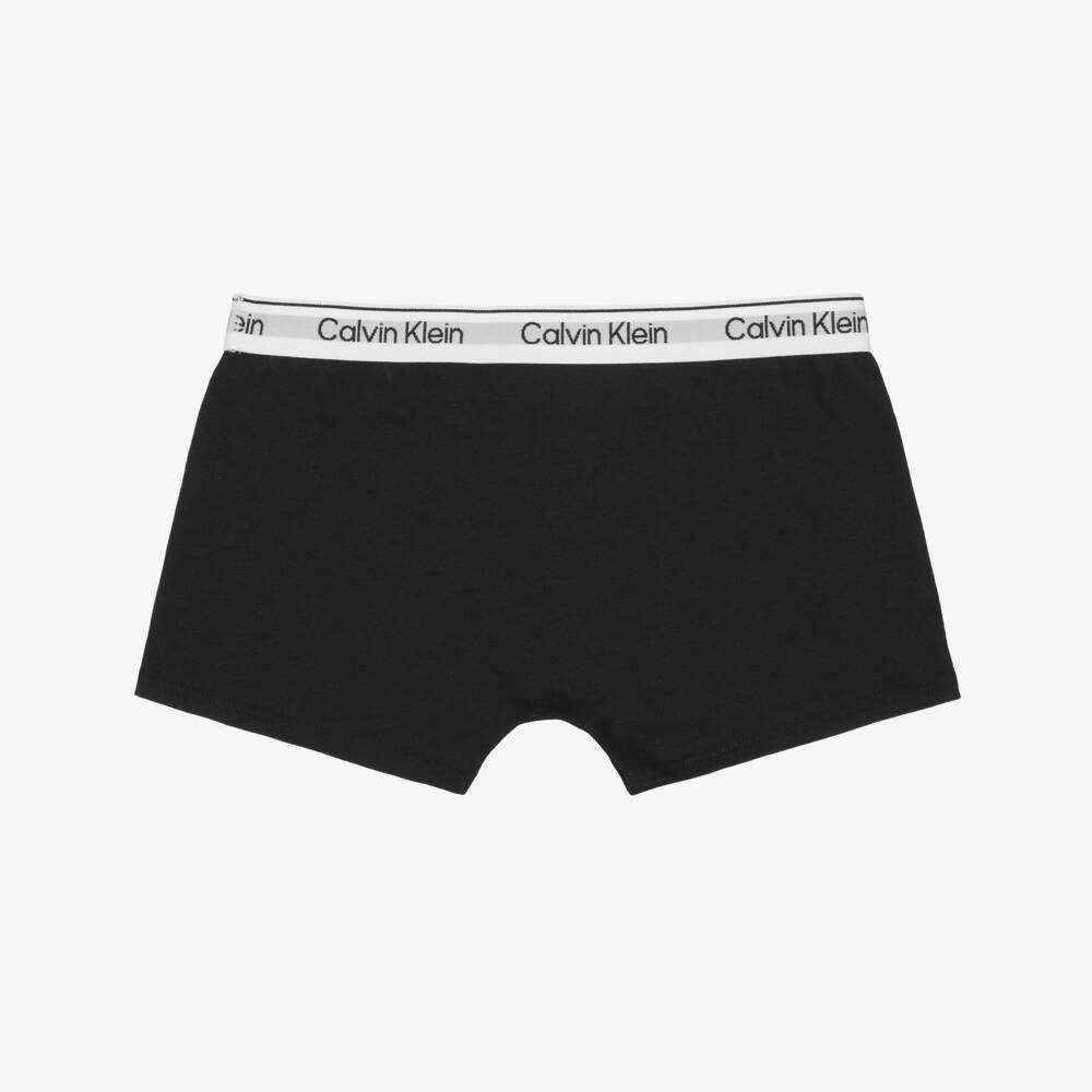 Calvin Klein-Boys Black Cotton Boxer Shorts (2 Pack) | Childrensalon