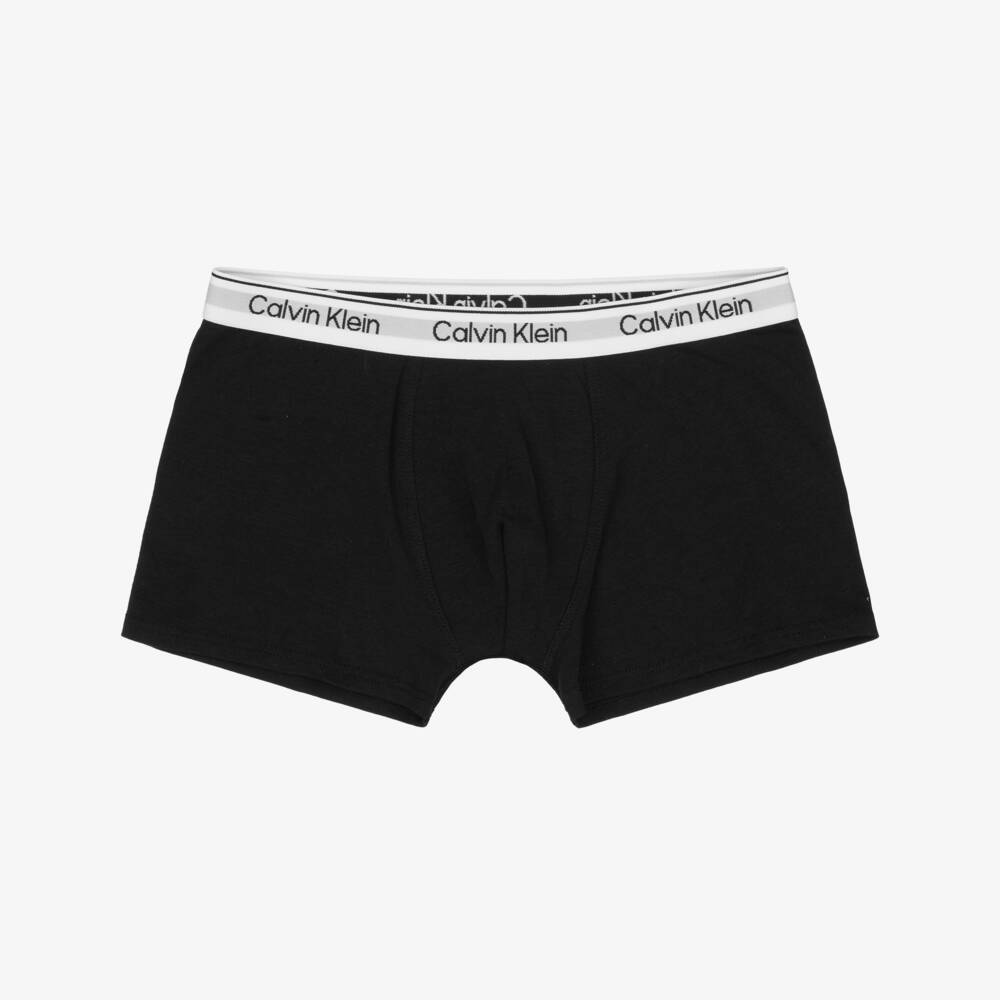 Calvin Klein-Boys Black Cotton Boxer Shorts (2 Pack) | Childrensalon