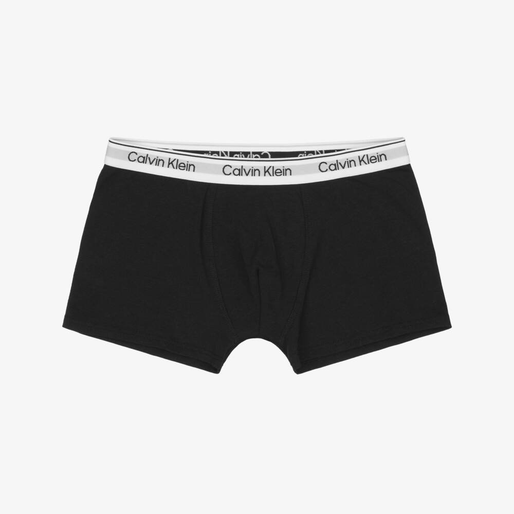 Calvin Klein-Boys Black Cotton Boxer Shorts (2 Pack) | Childrensalon
