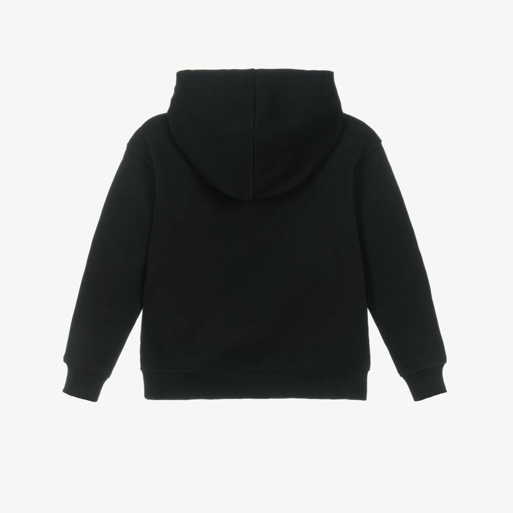 Calvin Klein-Boys Black Cotton Hoodie with Embroidered Logo | Childrensalon