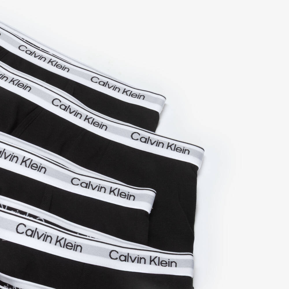 Calvin Klein-Boys Black Cotton Jersey Boxer Shorts (5 Pack) | Childrensalon