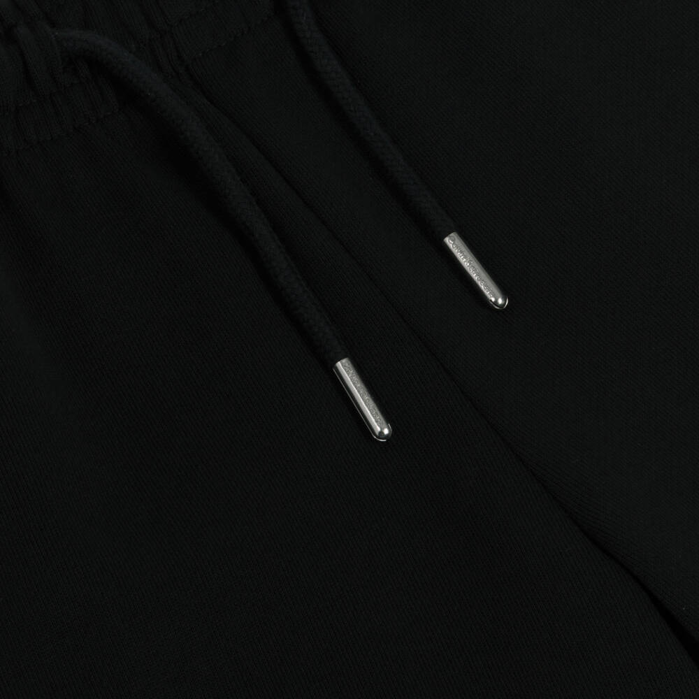 Calvin Klein-Boys Black Cotton Jersey CK Monogram Logo Shorts | Childrensalon