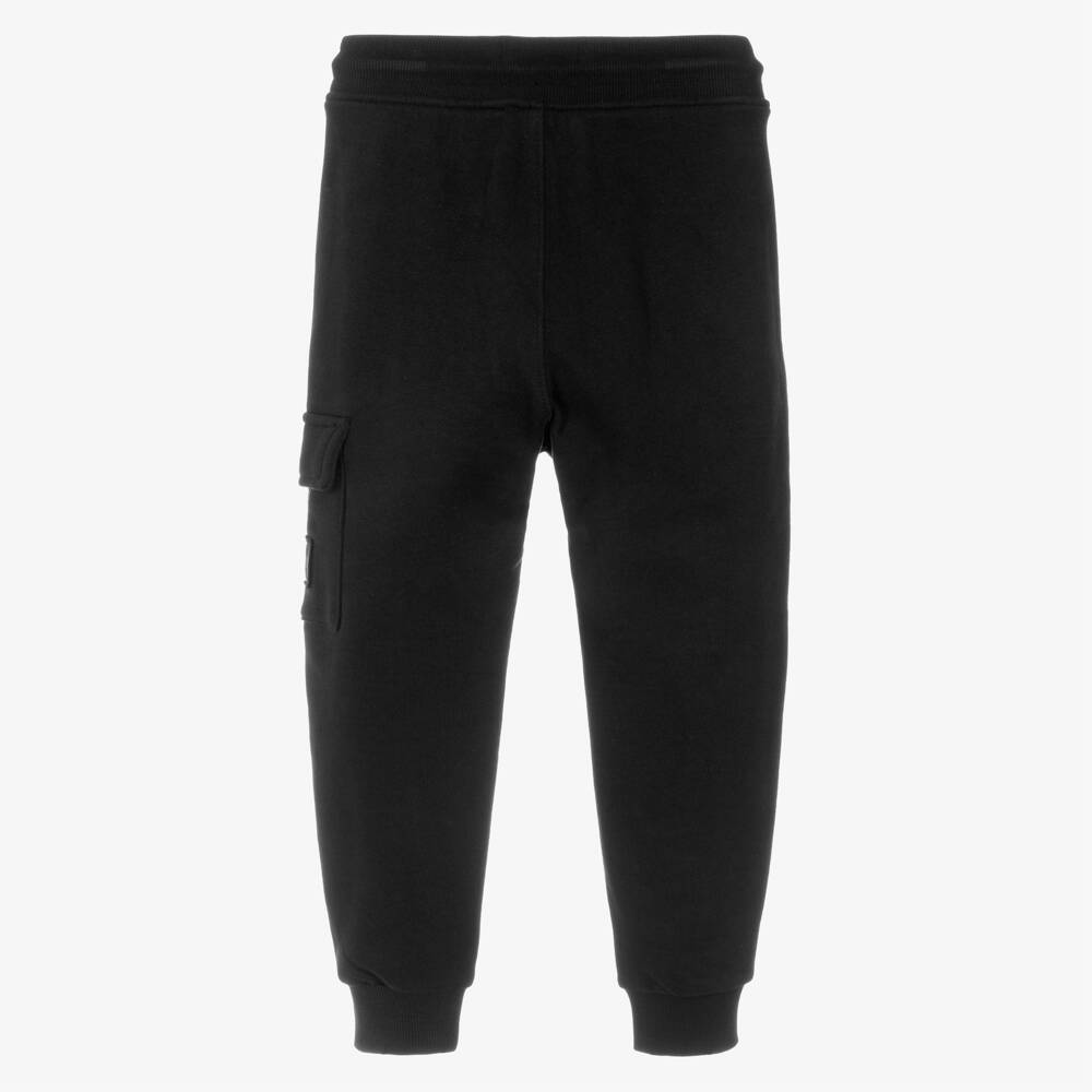 Calvin Klein-Boys Black Cotton Joggers with Monogram Logo & Cargo Pocket | Childrensalon
