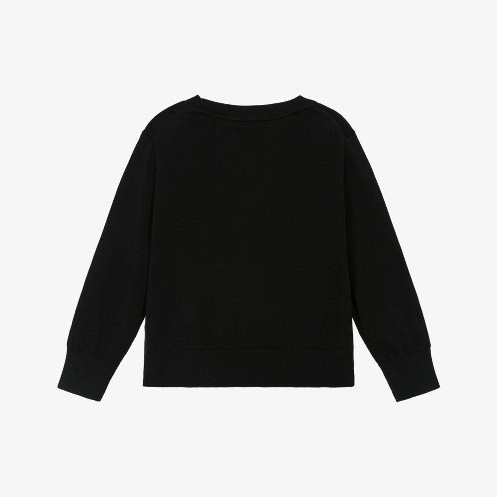 Calvin Klein-Boys Black Cotton Knit CK Monogram Sweater | Childrensalon