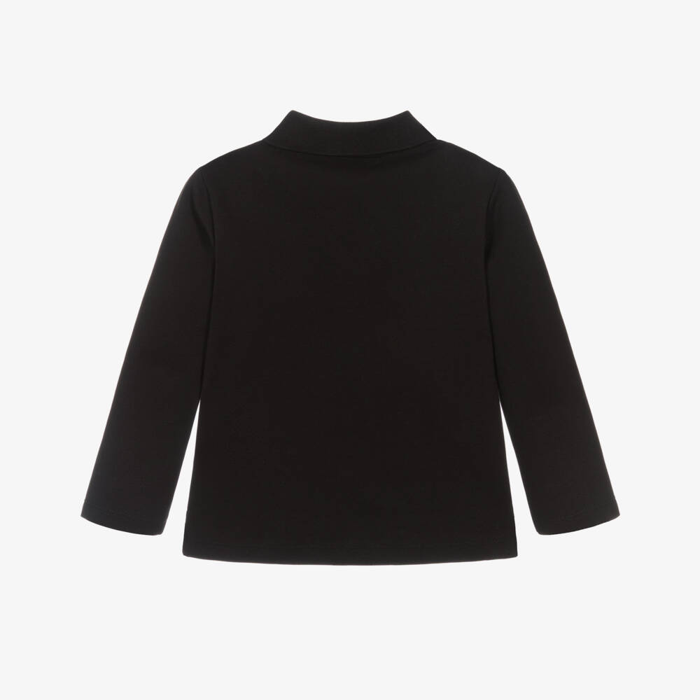 Calvin Klein-Boys Black Cotton Piqué Long Sleeve Polo Shirt | Childrensalon