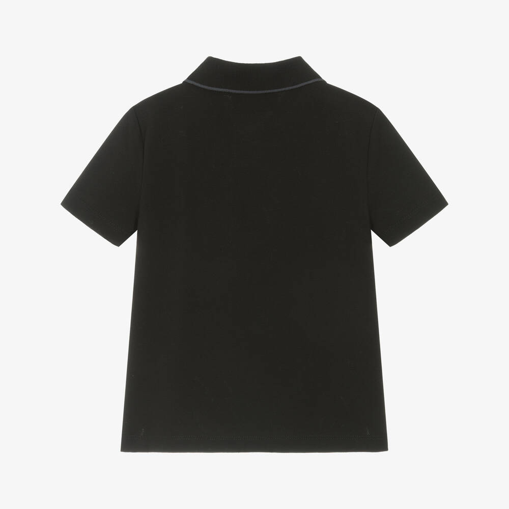 Calvin Klein-Boys Black Cotton Polo Shirt | Childrensalon