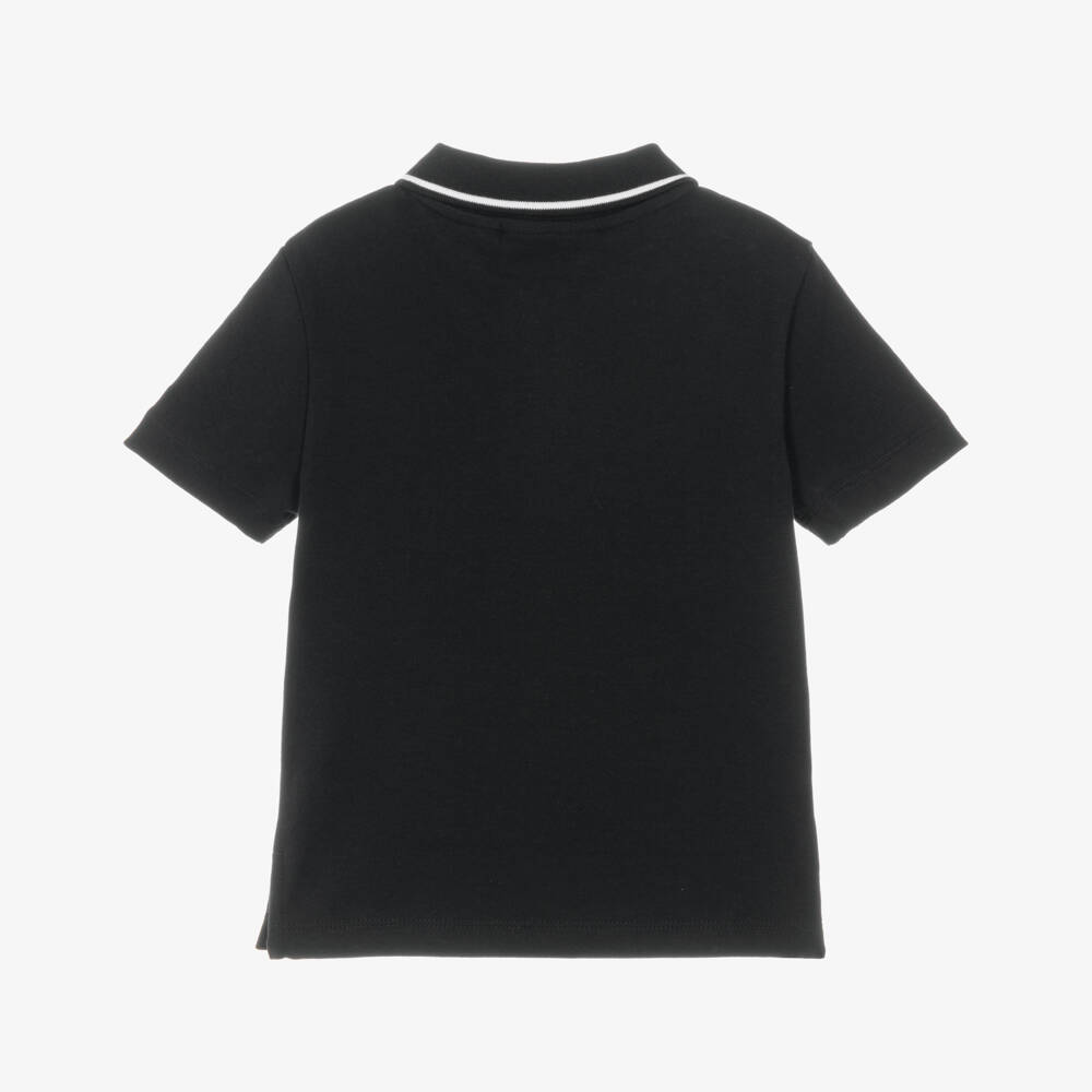 Calvin Klein-Boys Black Cotton Polo Shirt | Childrensalon