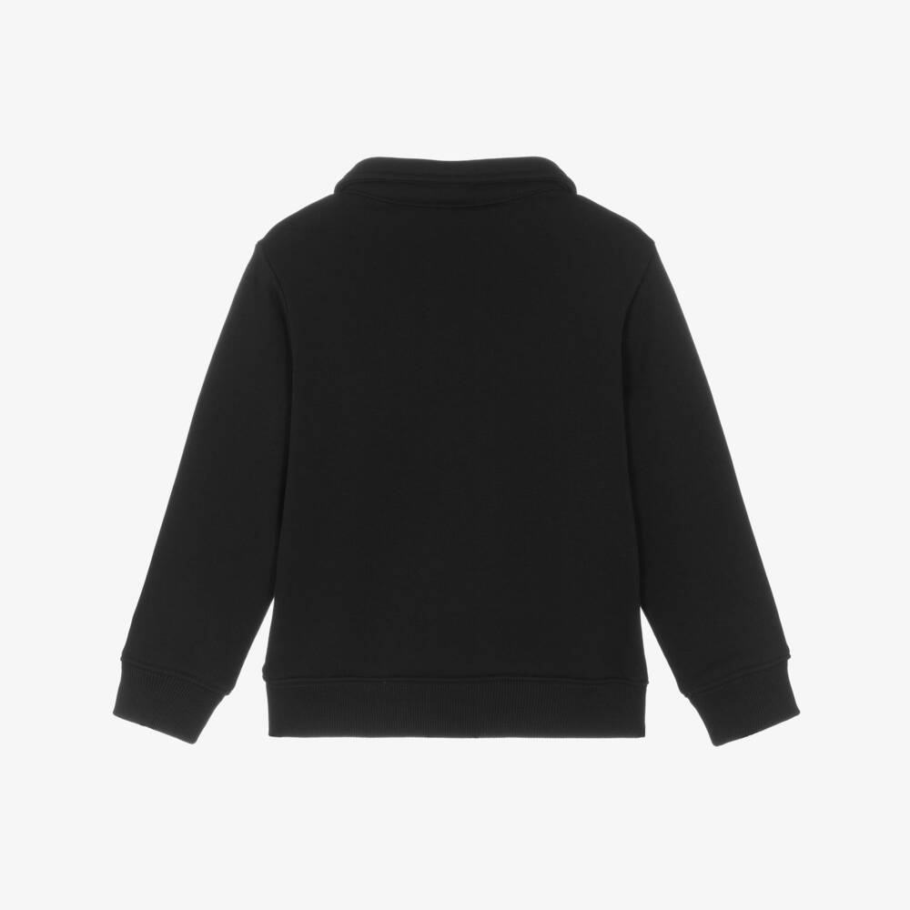 Calvin Klein-Boys Black Cotton Quarter-Zip Sweatshirt | Childrensalon