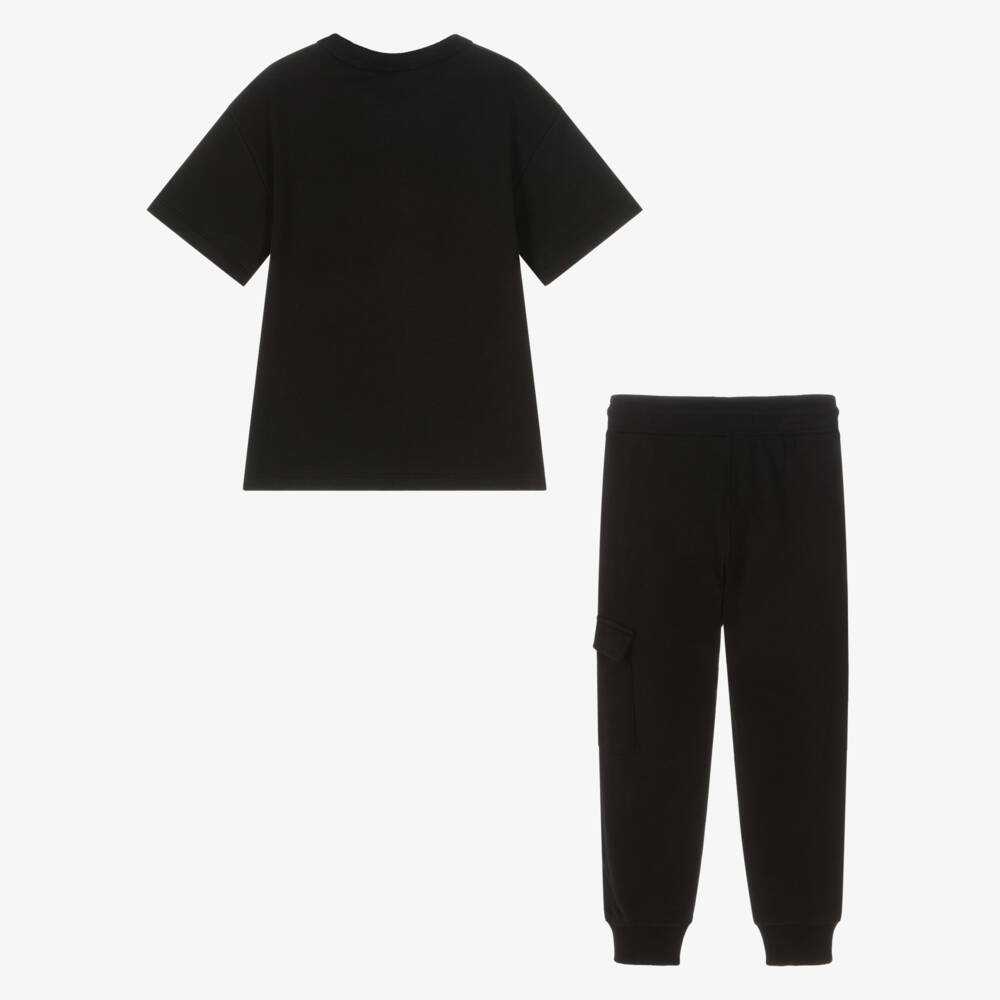 Calvin Klein-Boys Black Cotton T-Shirt & Joggers Set with Monogram Logo | Childrensalon
