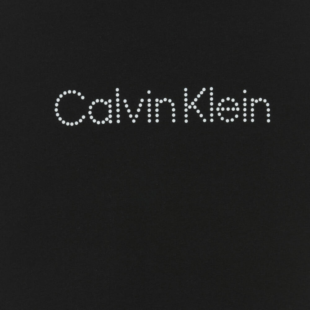 Calvin Klein-Boys Black Cotton T-Shirt with Dotted Logo | Childrensalon