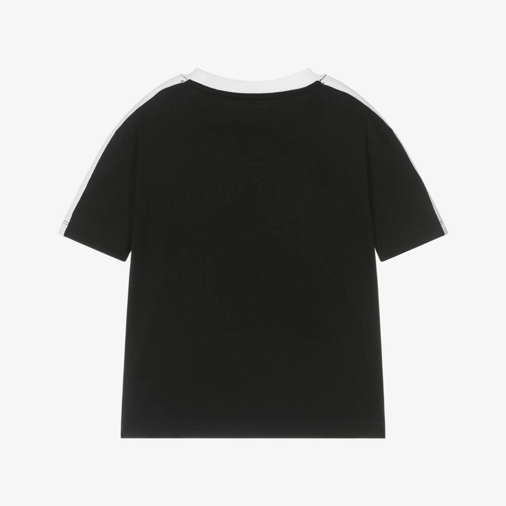 Calvin Klein-Boys Black Cotton T-Shirt with Dotted Logo | Childrensalon
