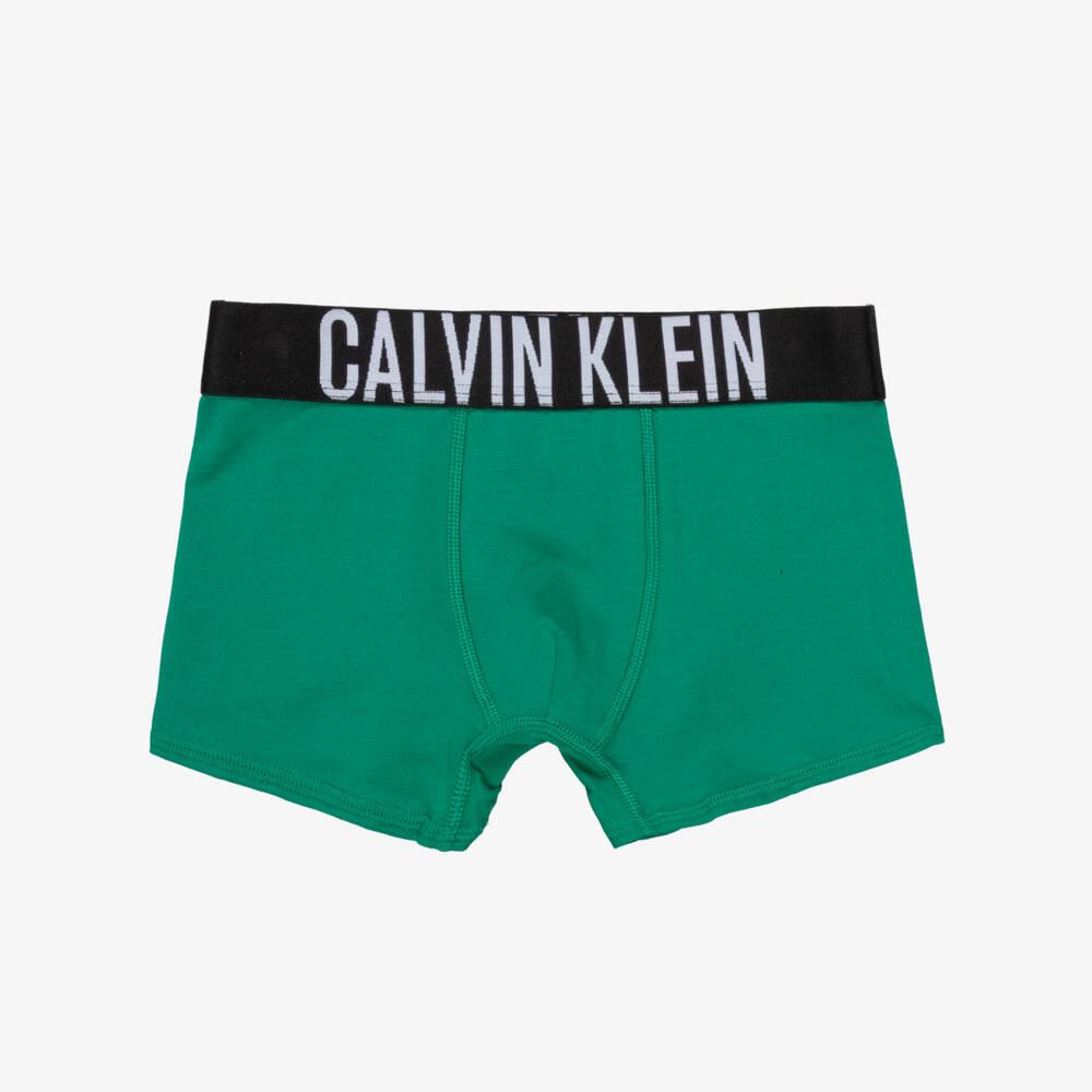 Calvin Klein-Boys Black & Green Cotton Boxer Shorts (3 Pack) | Childrensalon