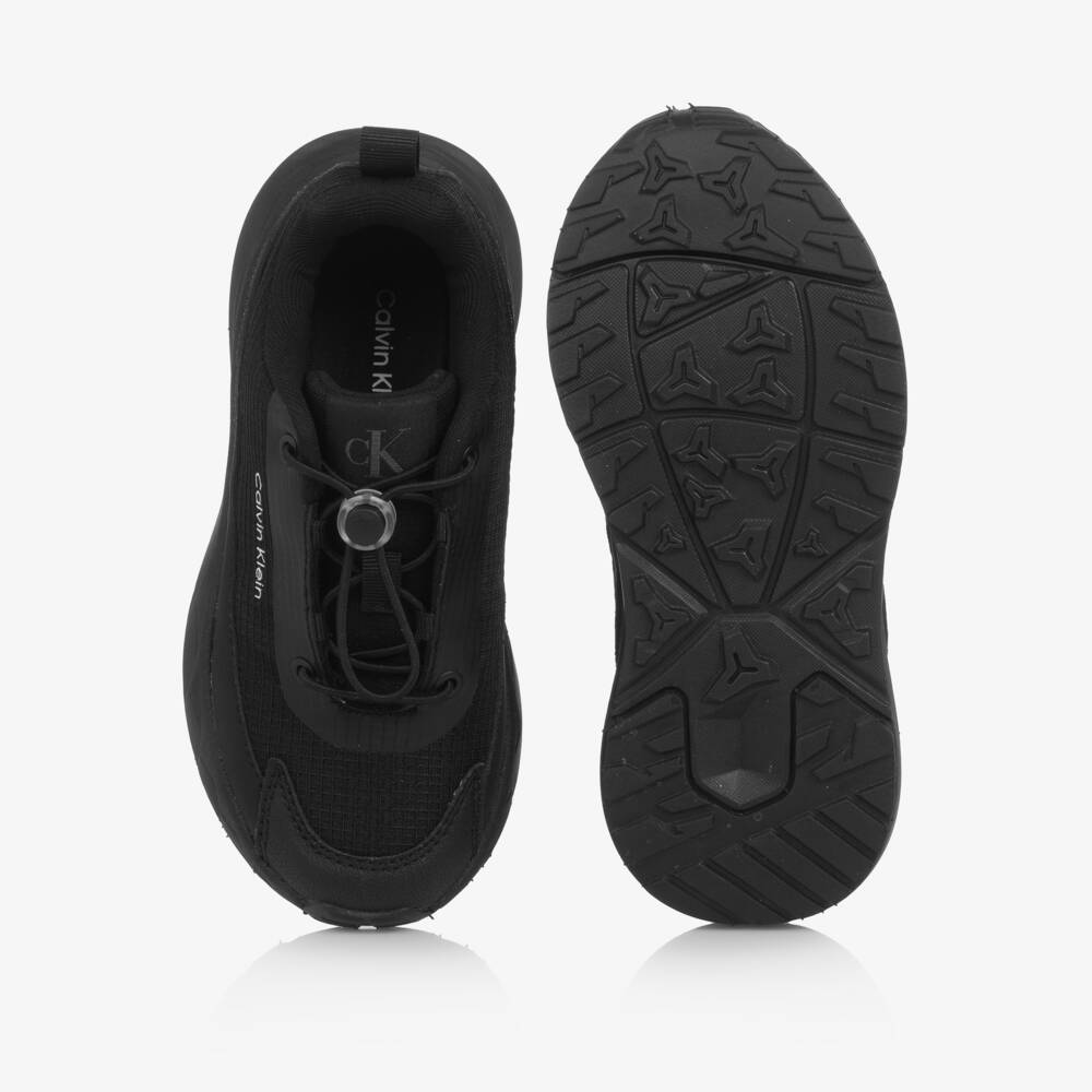Calvin Klein-Boys Black Mesh & Faux Leather Toggle Trainers | Childrensalon