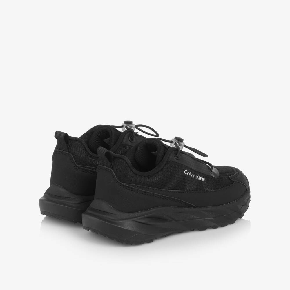Calvin Klein-Boys Black Mesh & Faux Leather Toggle Trainers | Childrensalon