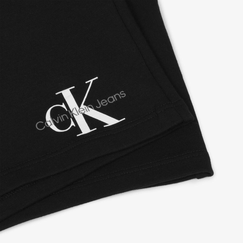 Calvin Klein-Boys Black Monogram Logo Shorts | Childrensalon
