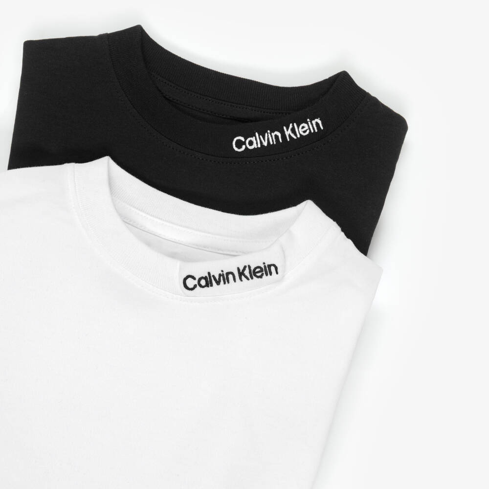 Calvin Klein-Boys Black & White Cotton T-Shirts (2 Pack) | Childrensalon