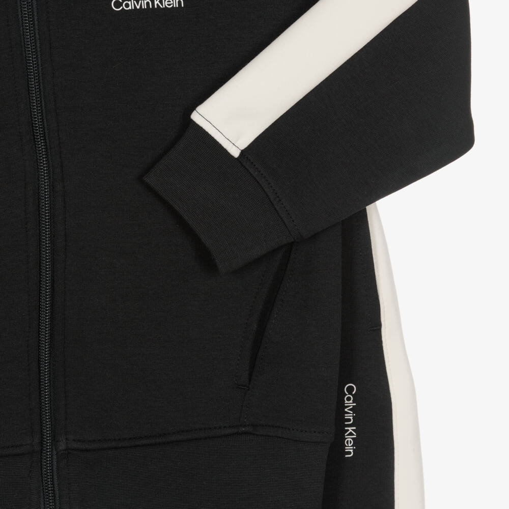 Calvin Klein-Boys Black & White Side Tape Tracksuit | Childrensalon