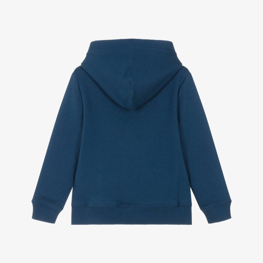 Calvin Klein-Boys Blue Cotton Monogram Logo Hoodie | Childrensalon