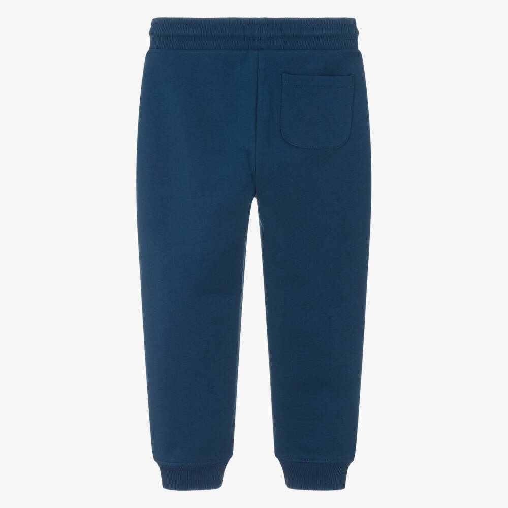 Calvin Klein-Boys Blue Cotton Monogram Logo Joggers | Childrensalon