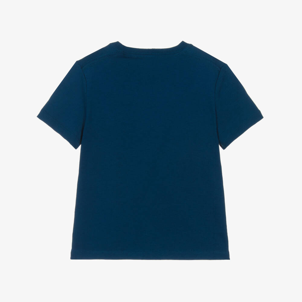 Calvin Klein-Boys Blue Cotton Monogram Logo T-Shirt | Childrensalon