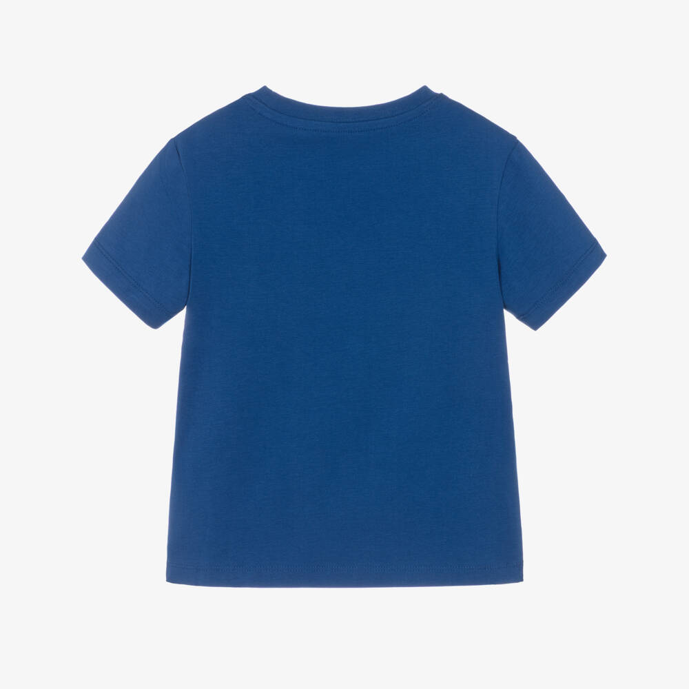 Calvin Klein-Boys Blue Cotton Monogram Logo T-Shirt | Childrensalon