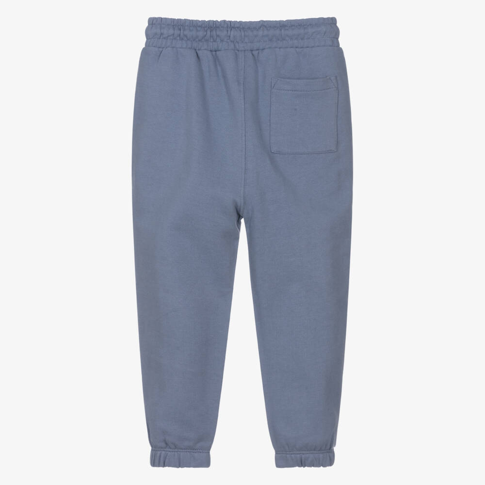 Calvin Klein-Boys Blue Cotton Pintuck Joggers with White Logo | Childrensalon