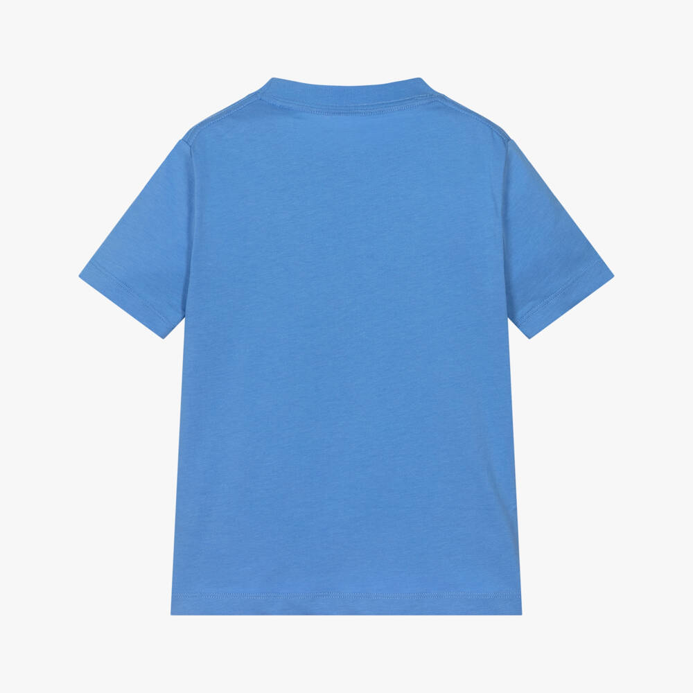 Calvin Klein-Boys Blue Cotton T-Shirt with CK Monogram Print | Childrensalon
