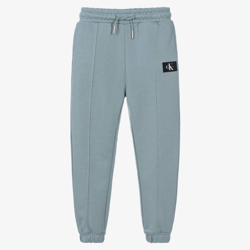 Calvin Klein-Boys Blue Cuffed Joggers with Front Seam Detail | Childrensalon