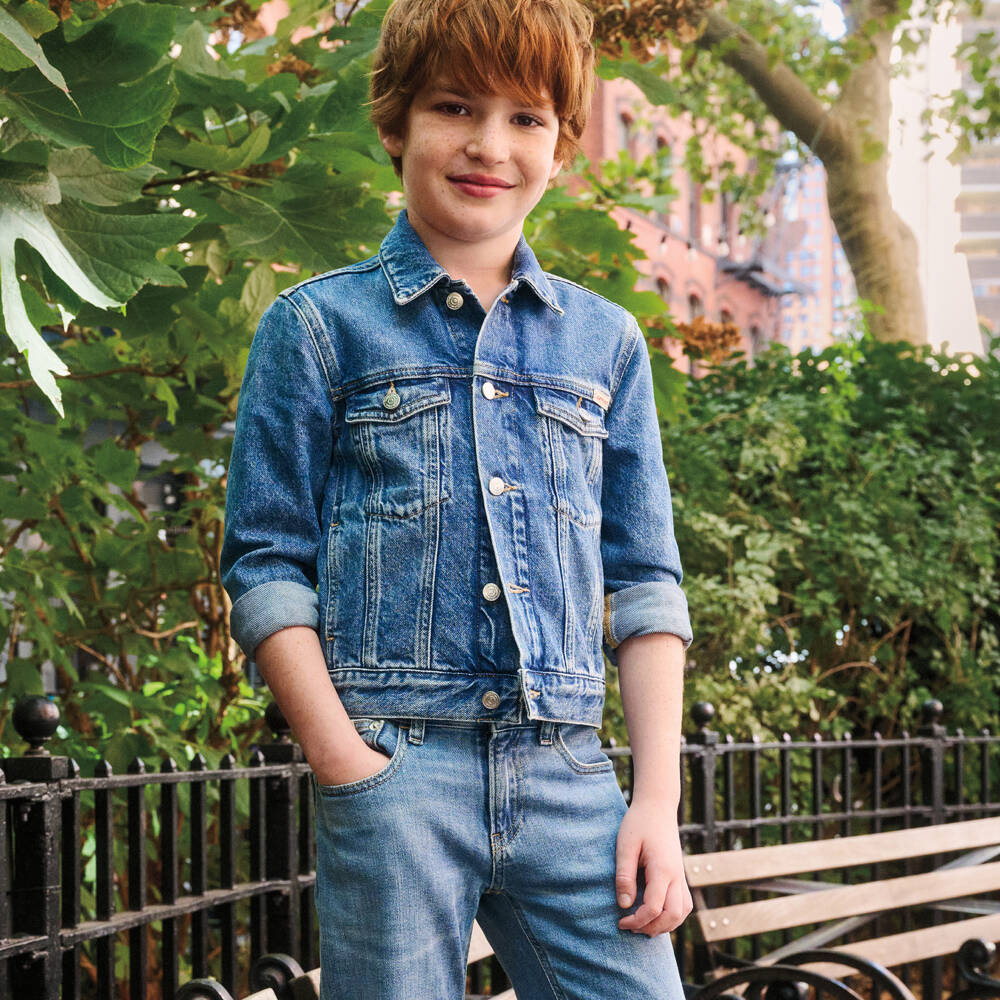 Calvin Klein-Boys Blue Denim Dad Jeans | Childrensalon