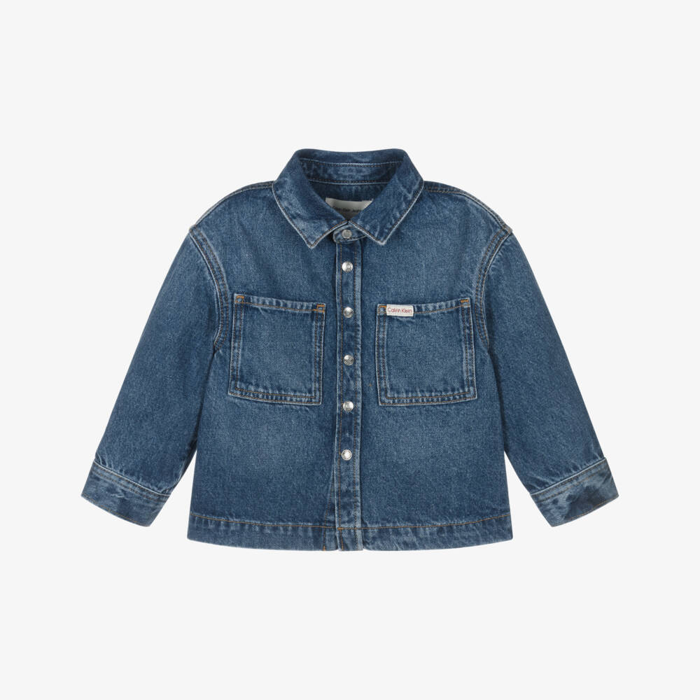 Calvin Klein-Boys Blue Denim Shirt with Poppers | Childrensalon
