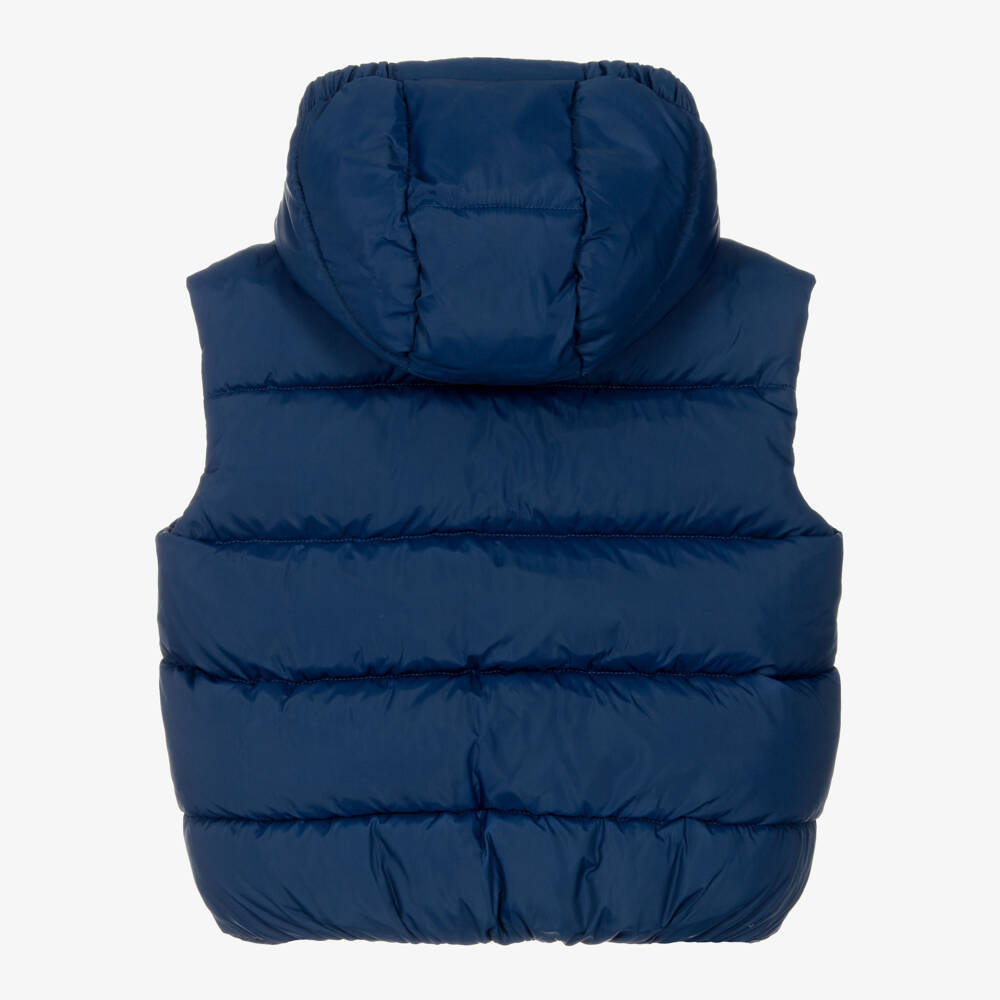 Calvin Klein-Boys Blue Puffer Gilet with Detachable Hood | Childrensalon