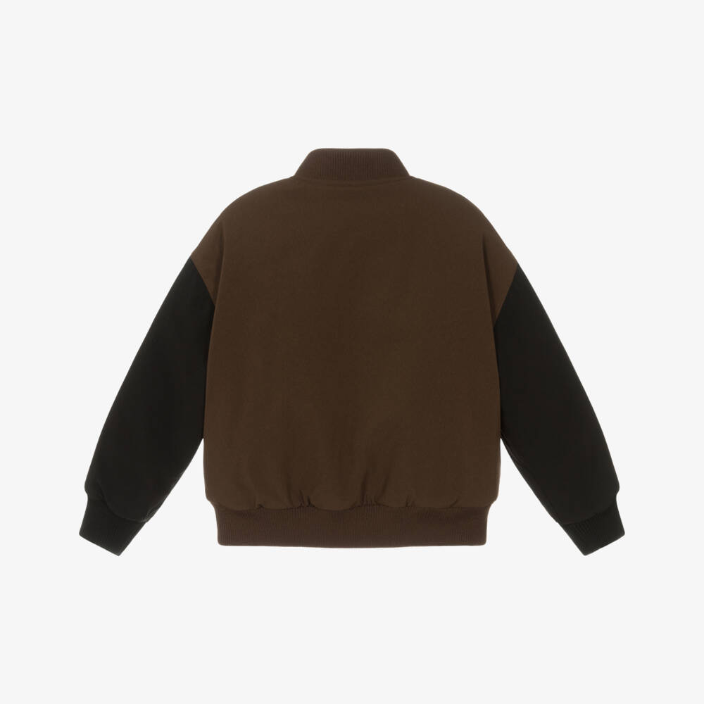 Calvin Klein-جاكيت بومبر بشعار مونوغرام لون بني للأولاد | Childrensalon
