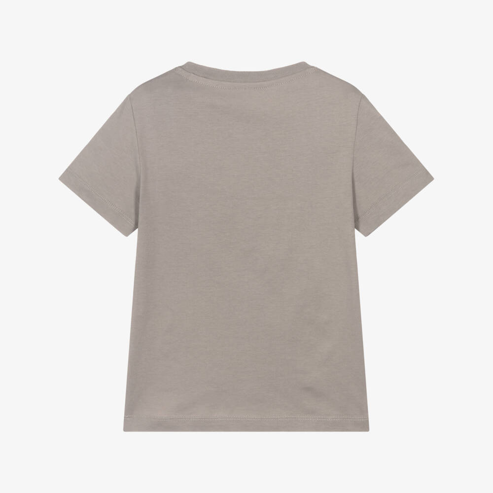 Calvin Klein-Boys Dove Grey Organic Cotton Cityscape Logo T-Shirt | Childrensalon