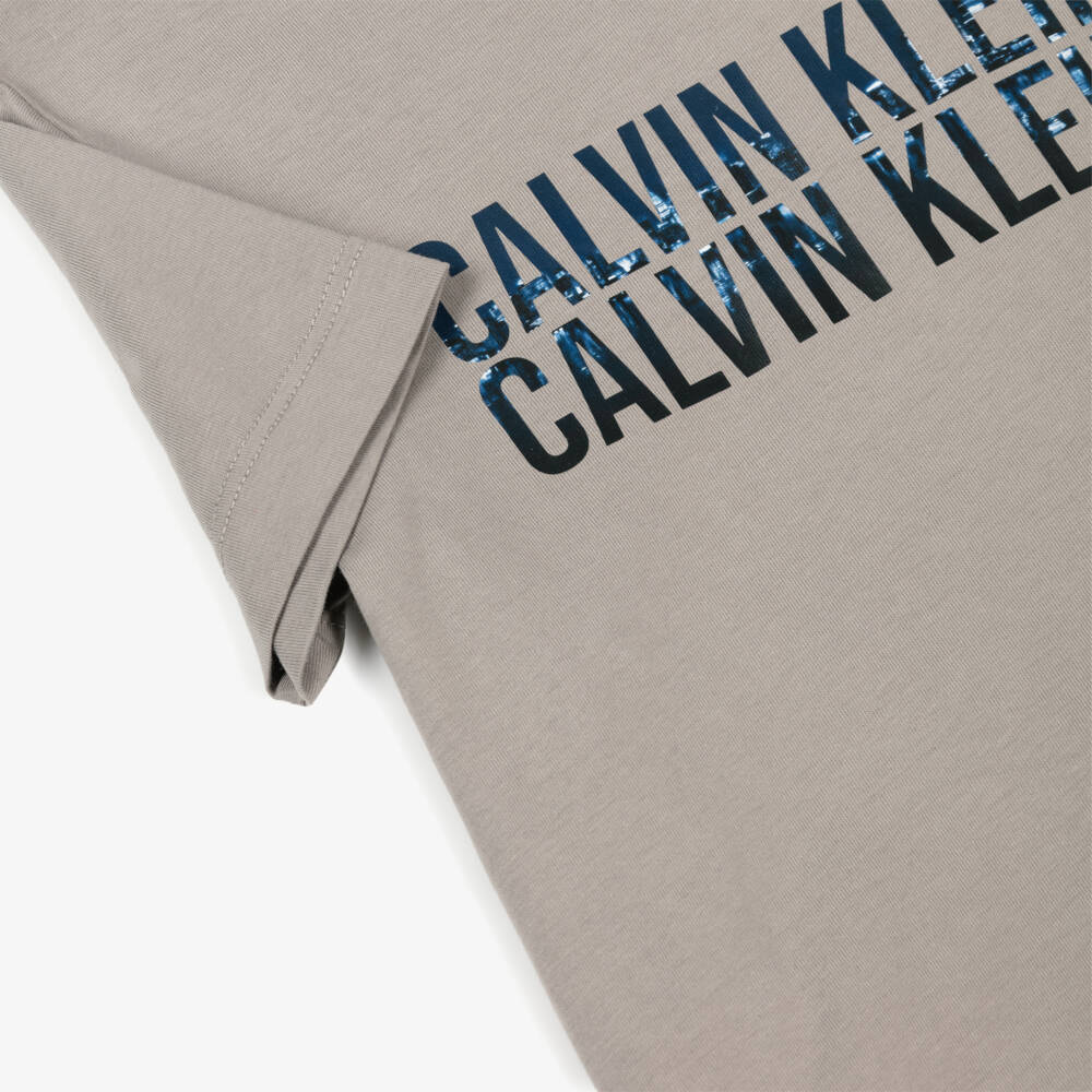 Calvin Klein-Boys Dove Grey Organic Cotton Cityscape Logo T-Shirt | Childrensalon