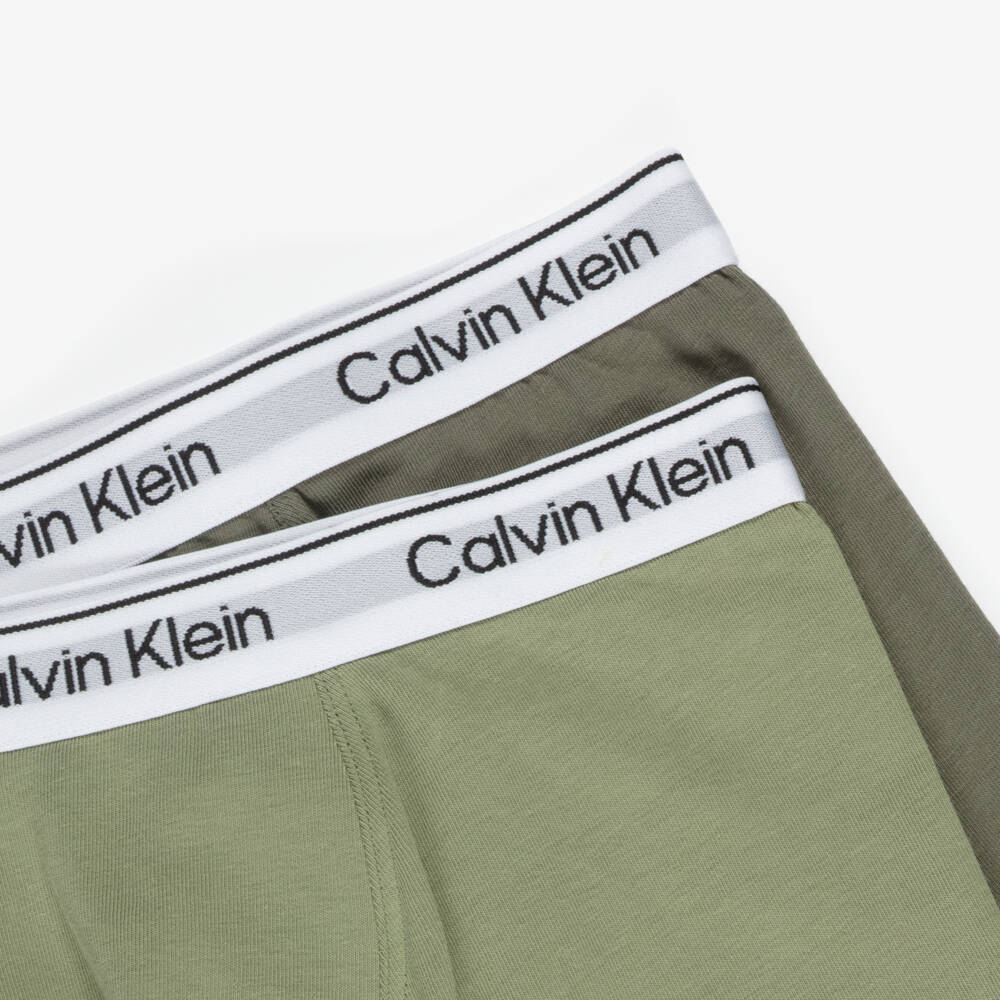 Calvin Klein-Boys Green Boxer Trunks (2 Pack) | Childrensalon