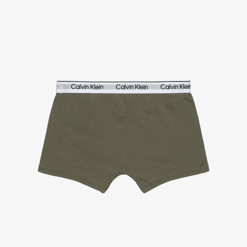 Calvin Klein-Boys Green Boxer Trunks (2 Pack) | Childrensalon