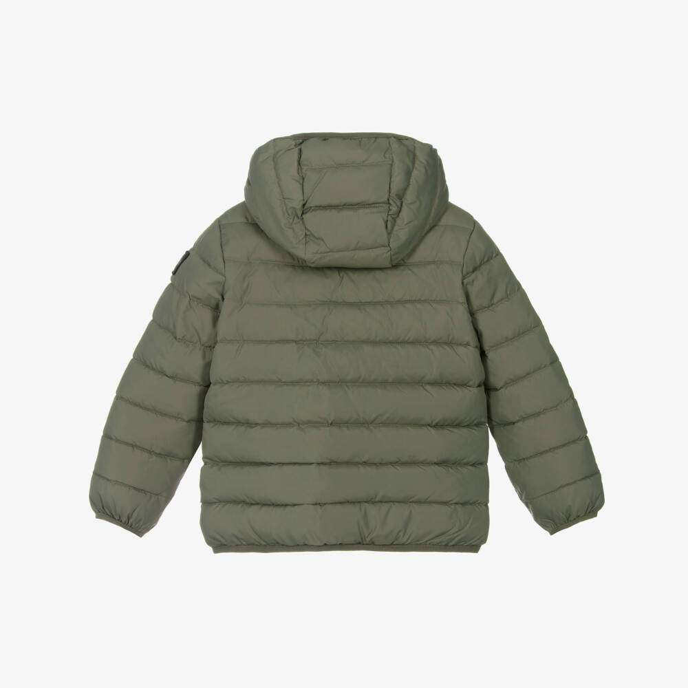 Calvin Klein-Boys Green Hooded Puffer Jacket | Childrensalon