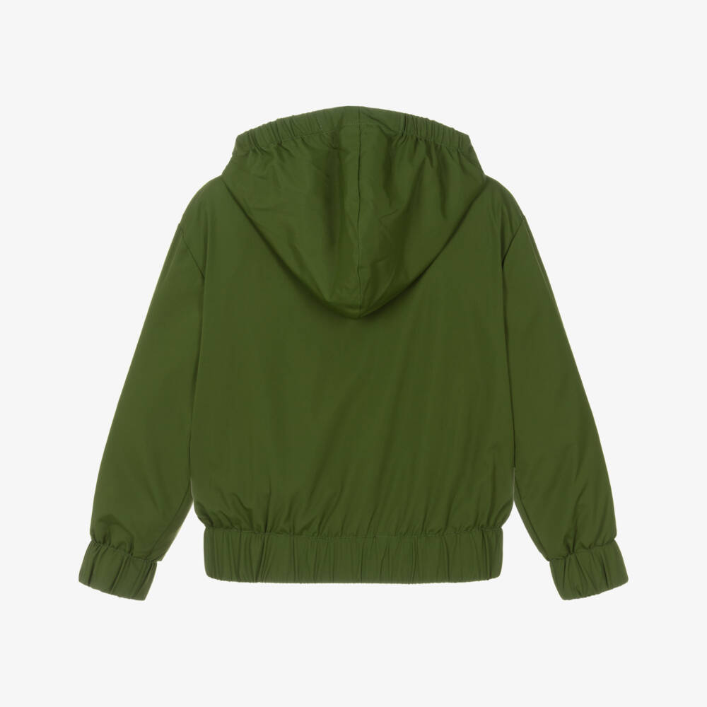 Calvin Klein-Boys Green Lightweight Hooded Jacket with Monogram Logo | Childrensalon