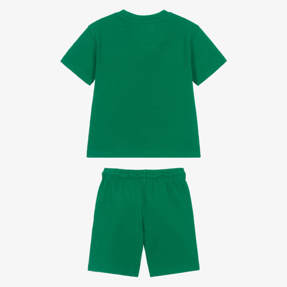 Calvin Klein-Boys Green Ribbed Jersey Shorts Set | Childrensalon
