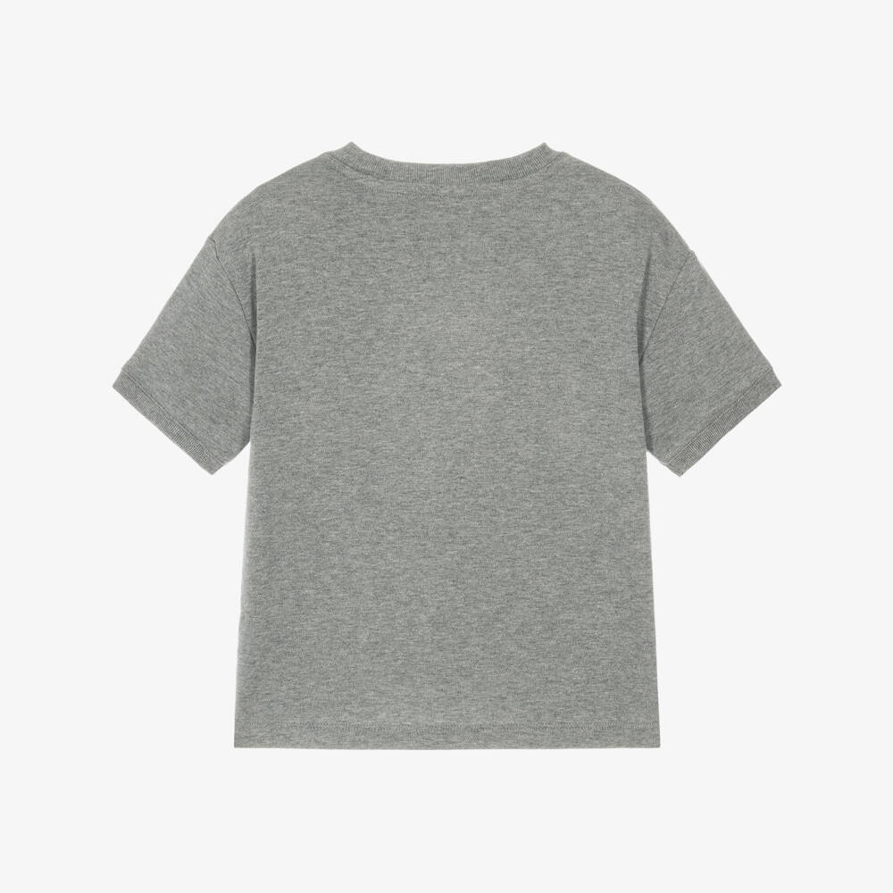 Calvin Klein-Boys Grey Cotton Jersey T-Shirt with Crew Neckline | Childrensalon