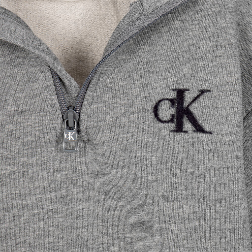 Calvin Klein-Boys Grey Half-Zip Sweatshirt | Childrensalon