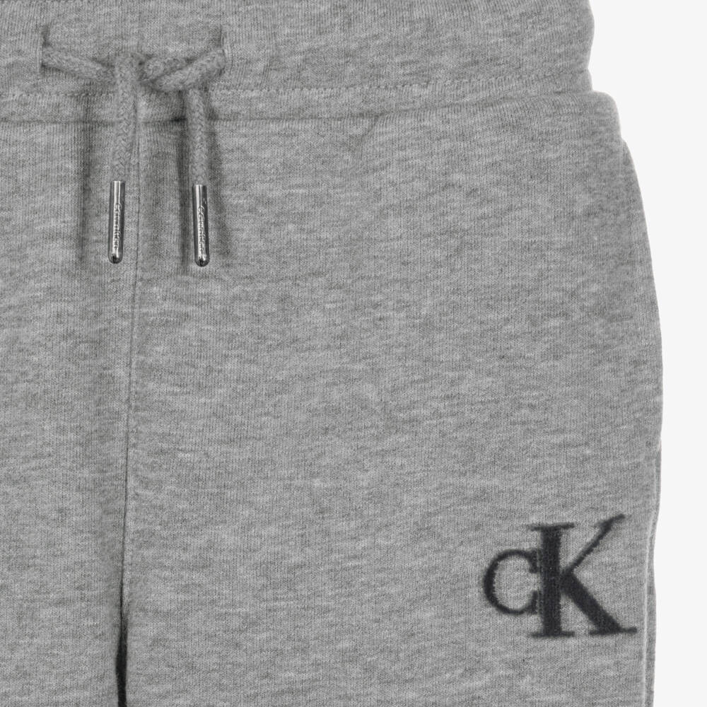 Calvin Klein-Boys Grey Marl Straight-Leg Joggers | Childrensalon