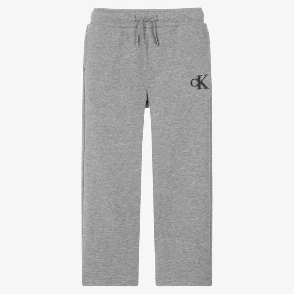 Calvin Klein-Boys Grey Marl Straight-Leg Joggers | Childrensalon