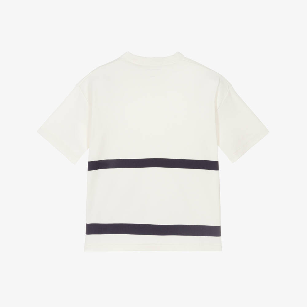 Calvin Klein-Boys Ivory Cotton Bold Face Logo T-Shirt | Childrensalon