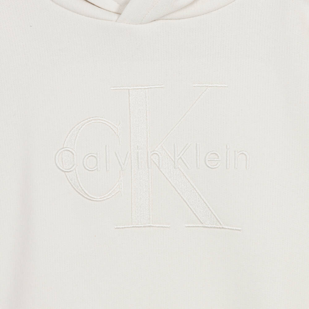 Calvin Klein-Худи кремовый из хлопка с монограммой для мальчиков | Childrensalon