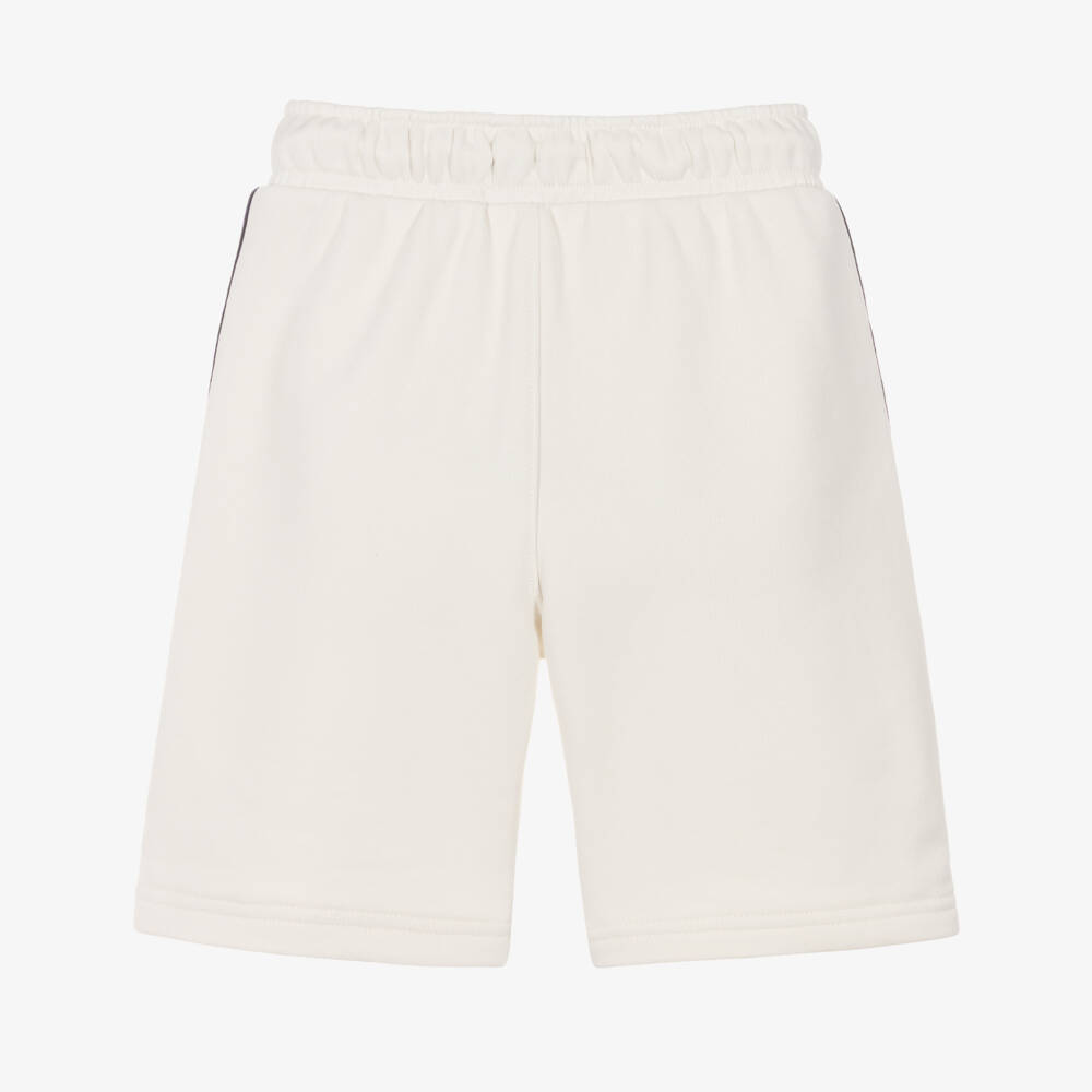 Calvin Klein-Boys Ivory Cotton Jersey Logo Shorts | Childrensalon