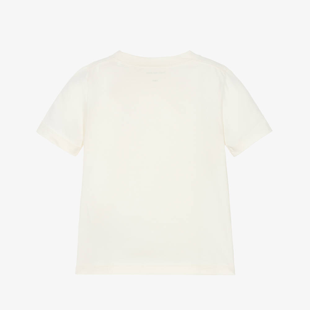 Calvin Klein-Boys Ivory Cotton T-Shirt with CK Monogram Print | Childrensalon