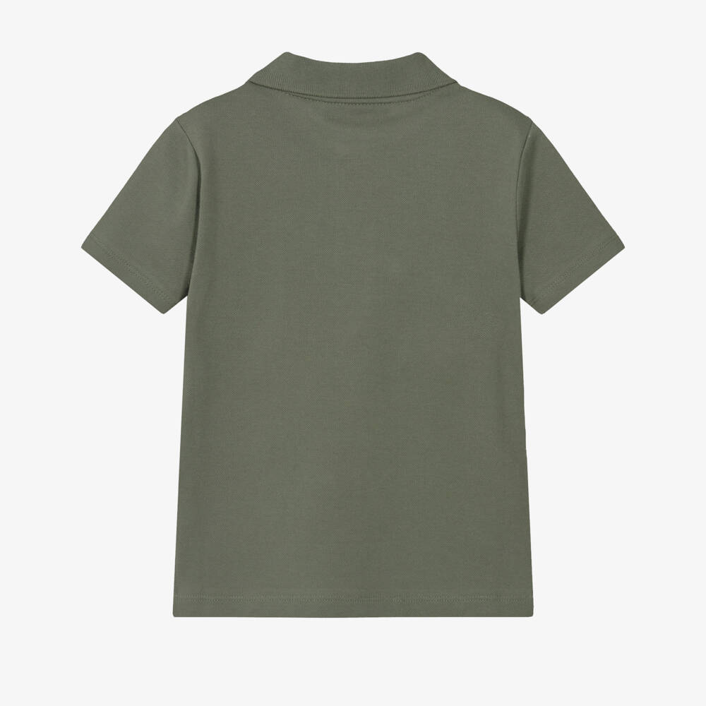 Calvin Klein-Boys Khaki Green Cotton Piqué Polo Shirt | Childrensalon