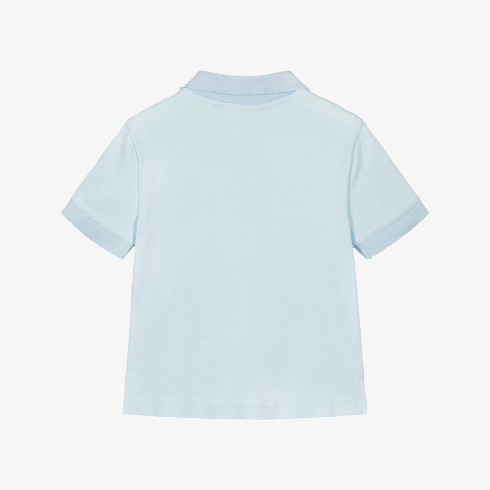Calvin Klein-Boys Light Blue Cotton Jersey Polo Shirt with Monogram Logo | Childrensalon