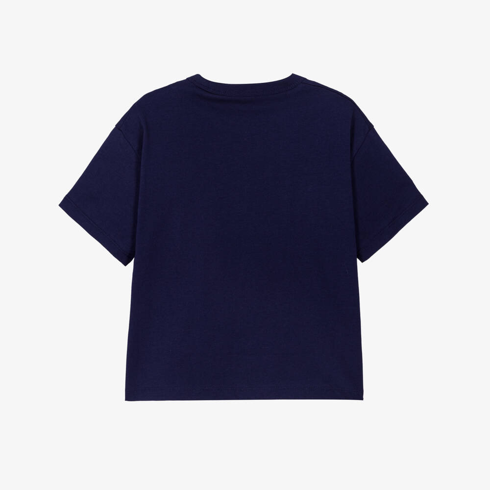 Calvin Klein-Boys Navy Blue Cotton New York Logo Print T-Shirt | Childrensalon